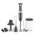 KitchenAid Cordless Variable Speed Hand Blender with Chopper and Whisk Attachment - KHBBV83, Matte Charcoal Grey