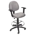 (Adjustable Arms, Gray) - Boss Office Products B1616-GY Ergonomic Works Drafting Chair with Adjustable Arms in Grey