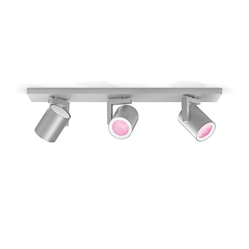 Philips Hue Argenta White & Colour Ambiance Smart 3X Ceiling Spotlight Bar LED (GU10) with Bluetooth, Aluminium, Compatible with Alexa, Google Assistant and Apple HomeKit