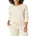 Amazon Essentials Women's French Terry Fleece Crewneck Sweatshirt (Available in Plus Size), Ecru, Zebra Stripe Print, Small