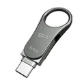 Silicon Power 64GB USB-C Type C USB 3.0/3.1 Gen 1 Dual Flash Drive, Mobile C80 Compatible with Samsung Galaxy, Google Pixel