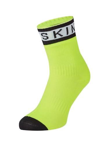 SEALSKINZ Unisex's Waterproof Warm Weather Ankle Length Sock with Hydrostop, Neon Yellow/Black/White, L