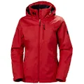 Helly Hansen Women's Crew Hooded Midlayer Fleece Lined Waterproof Rain Jacket, 162 Red, Large