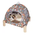 Babyezz Cat and Dog Hammock, Pet Teepee House, Removable Portable Indoor/Outdoor pet Bed, Suitable for Cats and Small Dogs(Grey Owl Teepee House)