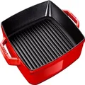 staub 40511-685 Pure Grill Square Cherry 11.0 inches (28 cm) Grill Pan, Both Hands, Casting, Enamel, Induction Compatible, Japanese Authentic Product