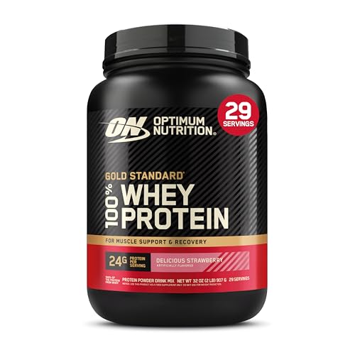 Optimum Nutrition Gold Standard 100% Whey Protein Powder, Delicious Strawberry, 2 Pound