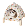 Babyezz Cat and Dog Hammock, Pet Teepee House, Removable Portable Indoor/Outdoor pet Bed, Suitable for Cats and Small Dogs (Four Leaf Flower Teepee House)