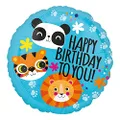 Anagram Standard HX Lion, Tiger and Panda Happy Birthday To You S40 Foil Balloon, Multicolour, 45 cm Size