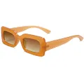 SOJOS Retro 90s Nude Rectangle Sunglasses for Women Men Trendy Chunky Glasses SJ2160 with Orange Frame Brown Lens