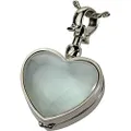 Memorial Gallery Victorian Glass Heart Locket Cremation Jewelry, 18", Sterling Silver