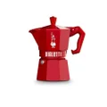 Bialetti Moka Exclusive: Red 3 Cup Iconic Stovetop Espresso Maker, Makes Real Italian Coffee, (4.3 Oz - 130 Ml), Aluminium, Red
