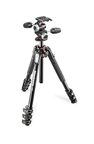 Manfrotto 190 MK190XPRO4-3W Effortless Aluminum 4-Section Tripod with Head, Black