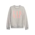 GAP Girls' Logo Pullover Crew Sweatshirt, Light Heather Grey, Large
