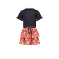 Le Chic Girl's Sila Daisies and Bows Mix Dress, Size 8-10 Years