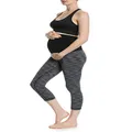CLOYA Women's Maternity Active Yoga Pant - 3/4 Capri, Black Heather, Large