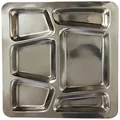 Winco SMT-2 6-Compartment Mess Tray, Style B Stainless Steel Medium