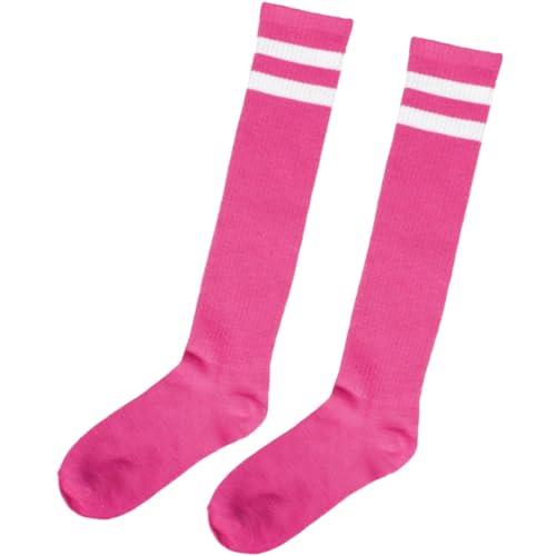 Amscan Standard Knee High Socks with White Stripes, Pink