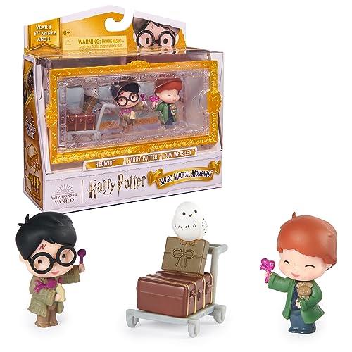 Wizarding World Harry Potter, Micro Magical Moments Figures Set with Exclusive Harry, Ron, Hedwig & Display Case, Kids Toys for Ages 6 and up