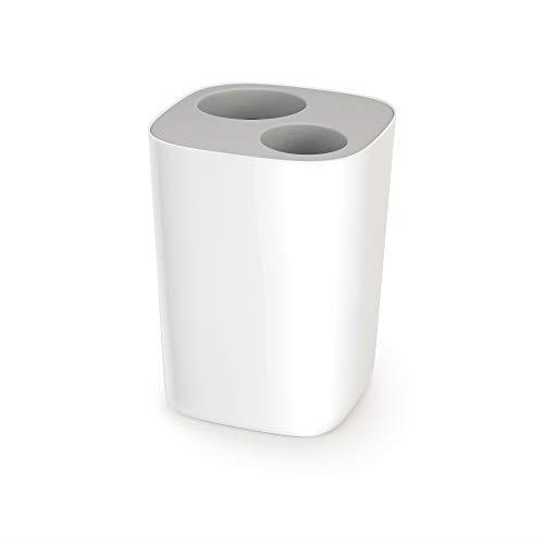 Joseph Joseph Bathroom Split Waste Separation and Recycling bin, Compact - 8 Litre, White/Grey