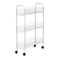 Household Essentials 05121 Slim Line 3-Tier Metal Storage Cart | Laundry Room Rolling Organizer White