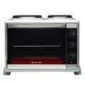 Russell Hobbs Compact Kitchen Convection Oven with Hotplates, RHTOV2HP, 1600W Fan Assisted Oven, Large 30L Capacity, Variable Temperature (60-230°C), Space Saving, Silver