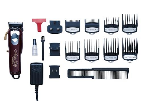 Wahl Professional Cordless Magic Clip Clipper for Barbers and Hair Stylists. Unique Stagger Tooth Blade for Seamless Blending on all hair types. Burgundy in colour, Rechargable Lithium Ion battery.