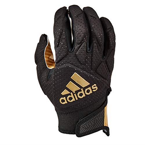 adidas Freak 5.0 Padded Adult Football Receiver Glove, Black/Metallic Gold, Medium