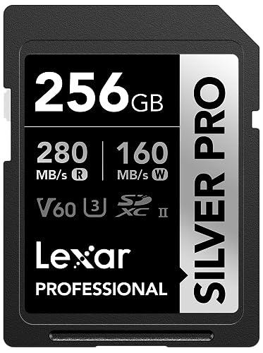 Lexar 256GB Professional Silver PRO SDXC Memory Card, UHS-II, C10, U3, V60, Full-HD & 4K Video, Up to 280MB/s Read, for Professional Photographer, Videographer, Enthusiast (LSDSIPR256G-BNNNU)