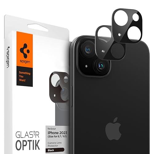 SPIGEN Optik Slim Camera Lens Screen Protector Designed for iPhone 15/15 Plus / 14/14 Plus Tempered Glass Lens Protector [2-Pack] - Black