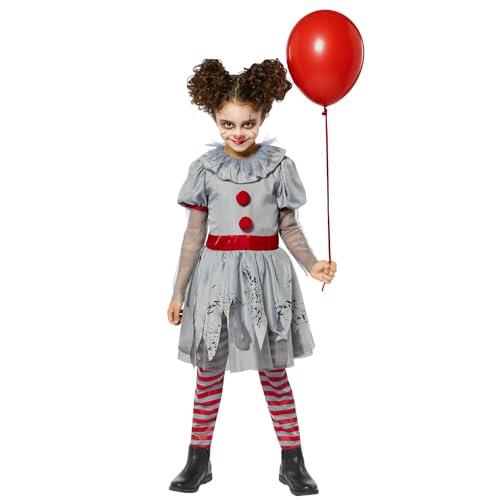 Amscan Girl's Bad Clown Halloween Fancy Dress Costume, Multicolor, Size 4-6 Years