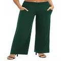 Urban CoCo Women's Solid Wide Leg Palazzo Lounge Pants Casual Straight Leg High Waist Stretch Pants, Dark Green, Small
