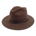 Jacaru Australia 1847 Outback Fedora Hat, Chocolate Brown, Small