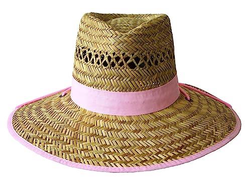 Jacaru Australia 1558 Straw Garden Hat, Natural/Pink, One Size