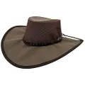 Jacaru Australia 0126 Parks Koolaroo Mesh Wide Brim Hat, Brown, Small