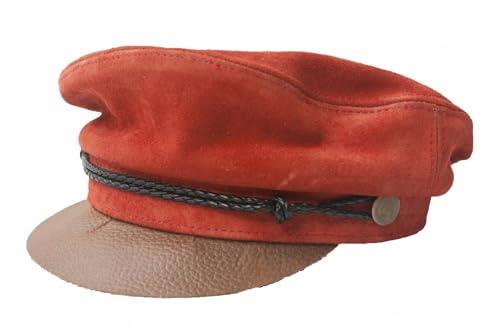 Fallenbrokenstreet Women's The Suede Bowie Cap, Red/Brown, Large/X-Large