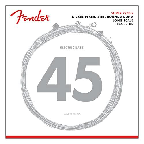 Fender 7250M Nickel Plated Steel Roundwound Long Scale Electric Bass Guitar Strings - Medium