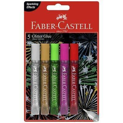 Faber-Castell Solvent-Free Classic Glitter Glue, Assorted – Pack of 5, (85-405105-12)