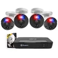 Swann Pro Enforcer™ 4 Dome Camera 8 Channel NVR Security System with 2TB, PoE 4K HD Video, Indoor or Outdoor Wired Surveillance CCTV, Colour Night Vision, Heat Motion Detection, LED lights, 889804