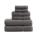 Vera Wang - Bath Towels Set, Luxury Cotton Bathroom Set, Plush & Super Absorbent (Modern Lux Grey, 6 Piece)