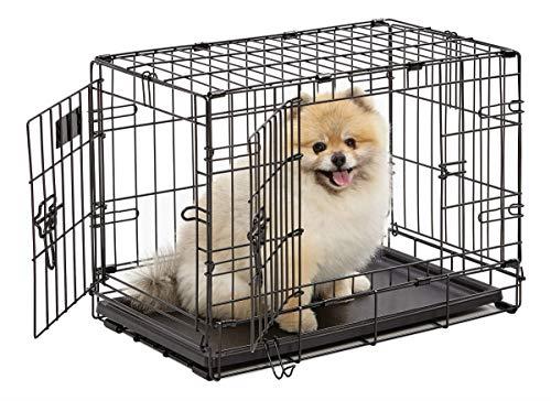 MidWest Homes for Pets Newly Enhanced Double Door iCrate Dog Crate, Includes Leak-Proof Pan, Floor Protecting Feet, Divider Panel & New Patented Features, Black