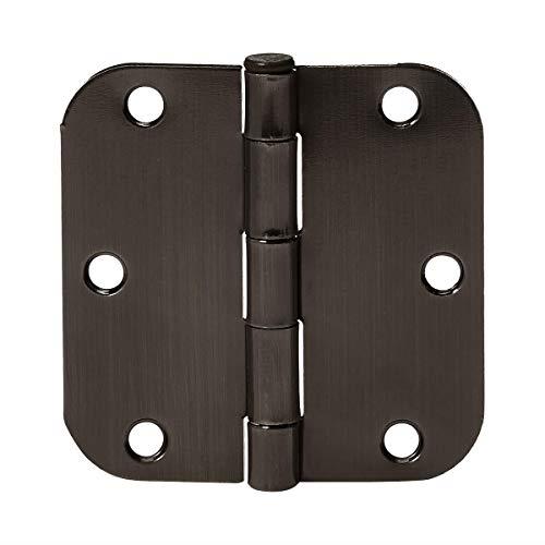 Amazon Basics Rounded 3.5 Inch x 3.5 Inch Door Hinges, 18 Pack, Oil Rubbed Bronze