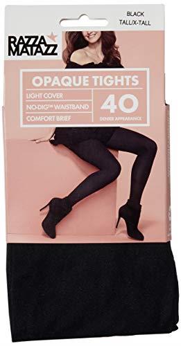 Razzamatazz Women's Pantyhose 40 Denier Comfort Brief Opaque Tights, Black, Tall/X-Tall