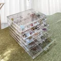 MIOINEY Acrylic Jewelry Box With 5 Drawers Earring Storage Box Clear Jewelry Box Organizer Storage Holder Compartment Tray Transparent Display Storage Case for Earrings Necklace Ring Bracelet