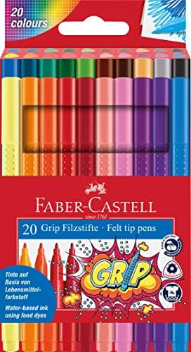 Faber-Castell Grip Color Markers - 20 Washable Fineline Markers