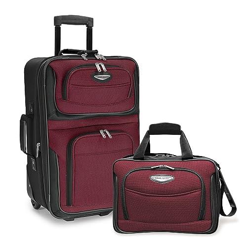 Traveler's Choice Amsterdam Two Piece Carry-on Luggage Set, Red/Burgundy (red) - TS6902R