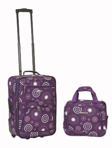 Rockland Fashion Softside Upright Luggage Set, Purple Pearl, 2-Piece Set (14/19), Fashion Softside Upright Luggage Set