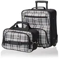 Rockland Fashion Softside Upright Luggage Set, Black Plaid, 2-Piece Set (14/19), Fashion Softside Upright Luggage Set