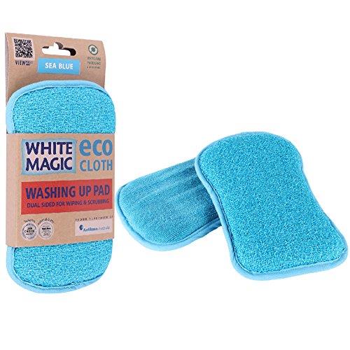 White Magic Dish Cleaning Microfibre Eco Cloth Washing Up Pad Scrubbing Wiping (Sea Blue)