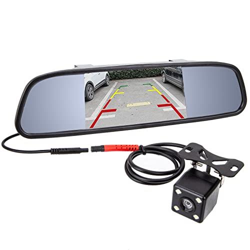 Yasoca Backup Camera and Monitor Kit 4.3" Car Vehicle Rearview Mirror Monitor for DVD/VCR/Car Reverse Camera Waterproof Car Rear View Camera