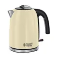 Russell Hobbs Cream Stainless Steel 1.7L Cordless Electric Kettle with black handle (Fast Boil 3KW, Removable washable anti-scale filter, Pull to open hinged lid, Perfect pour spout) 20415